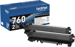 Brother Genuine High-Yield Black Toner Cartridge Twin Pack TN760 2Pk, TN7602PK,2 Pack