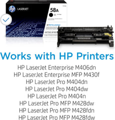 HP 58A Black Toner Cartridge | Works with HP LaserJet Enterprise M406 Series, MFP M430 Series, Pro M404 Series, M428 Series | CF258A