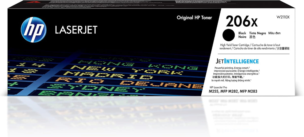 HP 206X Black High-yield Toner Cartridge | Works with HP Color LaserJet Pro M255, HP Color LaserJet Pro MFP M282, M283 Series | W2110X, Pack of 1, Black